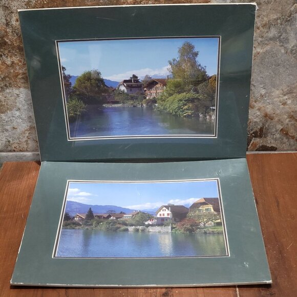 Pair of House By The Seashore Art Print Picture Frame Mat - Picture 1 of 10